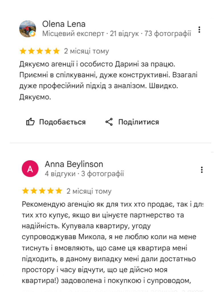 Відгук клієнта про агентство нерухомості Mikele у Google — скріншот 14