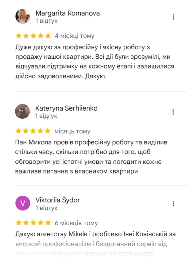 Відгук клієнта про продаж квартири — агентство Mikele