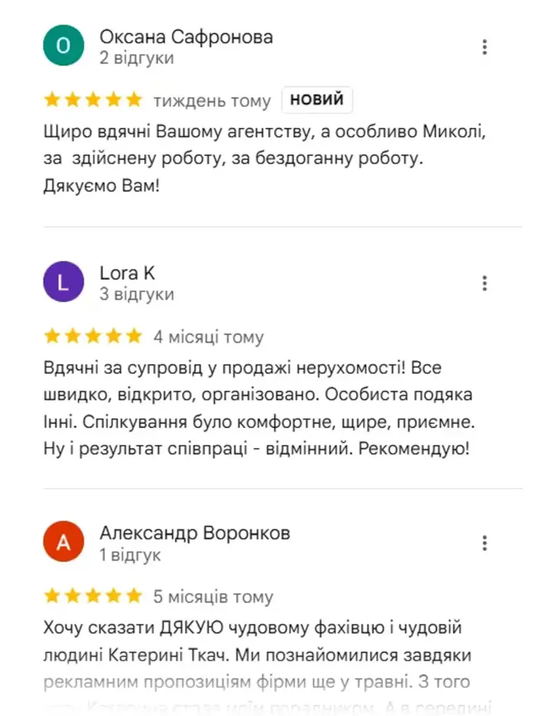 Відгук клієнта про продаж квартири — агентство Mikele